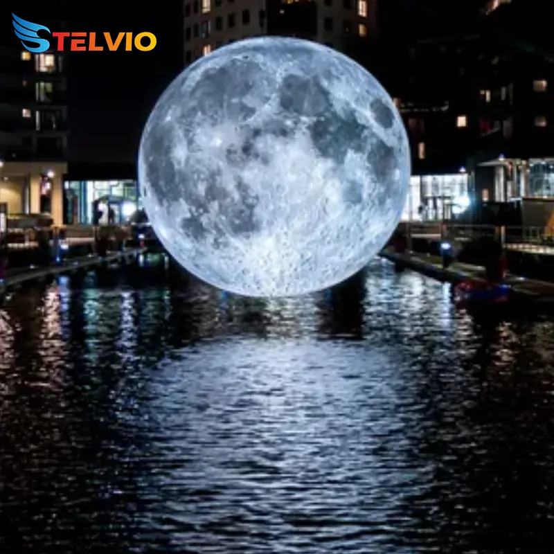 Enorme cielo inflable aireado globo de Luna flotante personalizado Luz de luna flotante globo de planeta Led