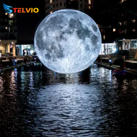 Énorme ballon gonflable diffusé ciel flottant lune ballon personnalisé flottant lune lumière Led planète ballon