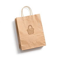 Kraft Kağıt Geri Dönüştürülebilir Biyobozunur Paket Servis Poşetleri, Özel Logo ve Pamuklu Halat Saplı, Yiyecek Teslimatı ve Hediye Paketleme İçin