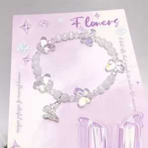 Pulsera de Cuentas de Cristal Roto INS Fantasy Popcorn con Dije de Mariposa, Color Degradado, para Niñas y Mujeres, Pulseras de la Amistad, Regalo de Joyería - Product Image 6
