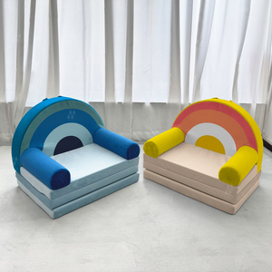 Funda de terciopelo suave comprimida de espuma de alta densidad de fábrica, sofá convertible para niños pequeños, <span class=keywords><strong>tumbona</strong></span> moderna para sala de estar, OEM - Product Image 2