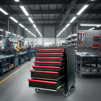 Armoire à outils industrielle à 7 tiroirs en métal sur roulettes, chariot d'atelier avec plateau supérieur modulaire amovible et personnalisation des couleurs OEM