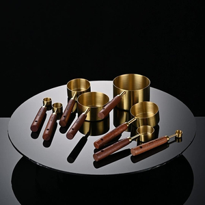อุปกรณ์ตวงครัวสแตนเลสแบบขายส่ง ถ้วยตวงและช้อนตวงพร้อมด้ามไม้ - Product Image 5