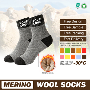 <span class=keywords><strong>Chaussettes</strong></span> de compression 100 % laine pour femmes, <span class=keywords><strong>chaussettes</strong></span> de <span class=keywords><strong>ski</strong></span> chaudes en laine mérinos lourde pour l'hiver, personnalisables avec motif imprimé et logo sur le corps et le bordure. - Product Image 2