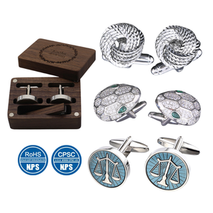 Số lượng lớn mua hộp quà tặng trống tie clip tùy chỉnh thép không gỉ quy mô của công lý Khuy măng sét rắn Knot Khuy măng sét cho nam giới sang trọng - Product Image 1