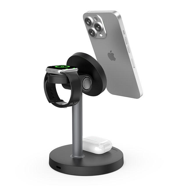 Phone Stand 3 in 1 Magnetic Charger Station 3-in-1 15w Universal Fast Wireless Charging Dock Station Wireless Charger Stand