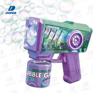 Pistolet à bulles automatique lumineux à LED pour enfants, machine à bulles transparente avec solution de recharge de 90 ml, jeu d'extérieur estival - Product Image 1