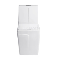 ORTONBATH Cuvette de toilette monobloc allongée en céramique blanche moderne, aspect marbre, ligne dorée, double chasse, économie d'eau, à gravité