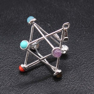 HZ piedras y cristales venta al por mayor cristal Chakra <span class=keywords><strong>Mekaba</strong></span> estrella plata Metal piedra preciosa colgante boda favores regalos invitado - Product Image 3