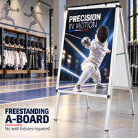 Porte-affiche A-Board finition argentée avec bords fins
