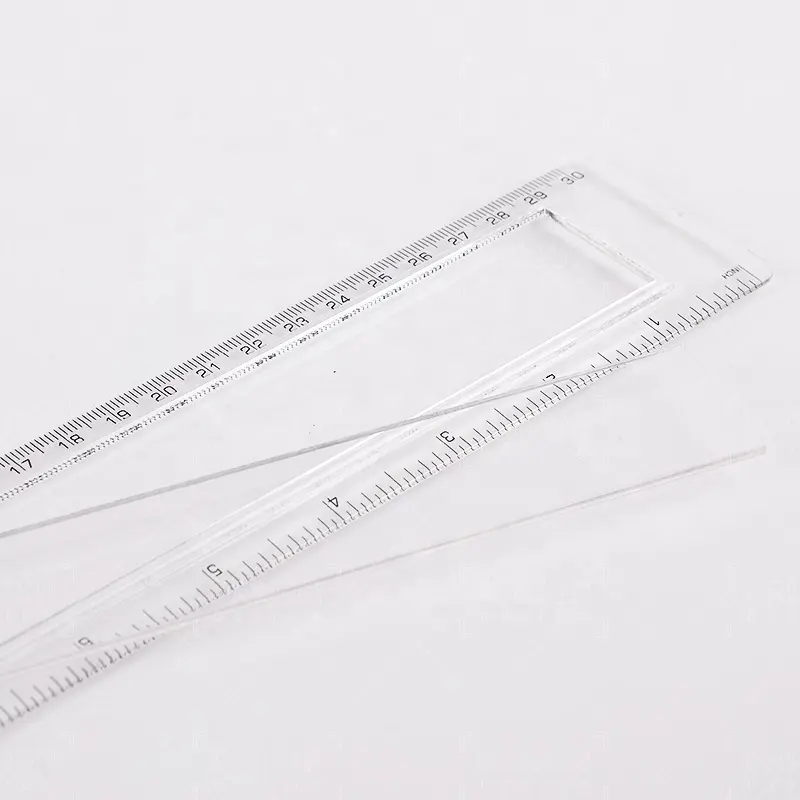 Régua de plástico personalizada da impressão do logotipo do plástico transparente 30cm para o presente da promoção