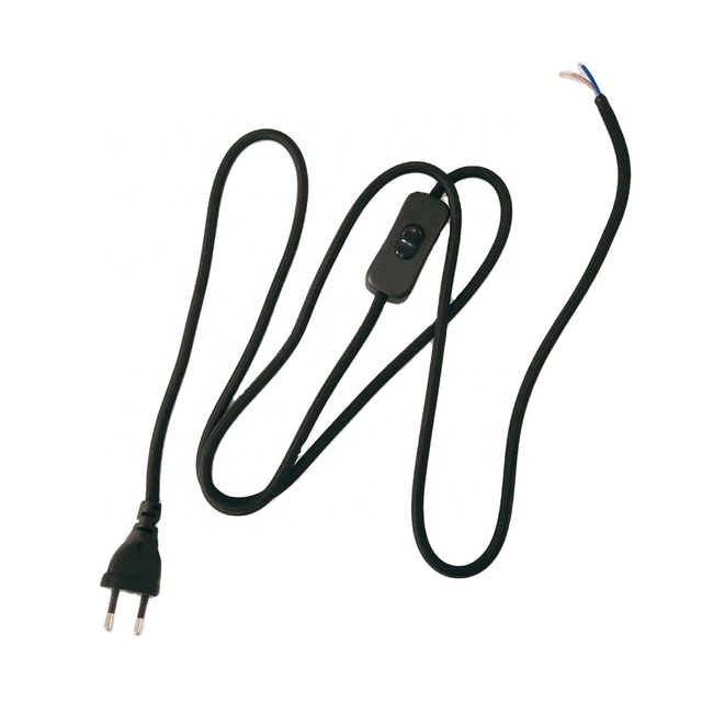 CE VDE 2X0.75MM2 AC Power Cord Cable Textile Electrical Wire Braided Electric Wire With Plug and Bare Ends for Indoor Lighting
