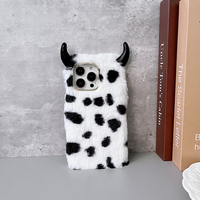Soldes d'hiver Nouveau design Crazy Cow pour iPhone Samsung Xiaomi Coque de téléphone en TPU souple + peluche