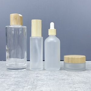 Frosted Glass Jar With Bamboo Lid 200 ml 150 ml 100 ml Bamboo Cosmetic Jars 50 ml 30 ml 15 ml Body Butter Jars With Bamboo Lid - Product Image 2