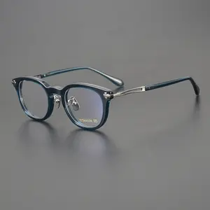 Montures de lunettes de prescription en acétate pour hommes et femmes Monture de lunettes optiques en grain de bois avec lentille transparente
