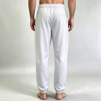 Pantalon de jogging thermique gris uni brodé élastique sans cordon de serrage pour homme, anti-plis