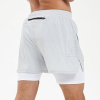 Shorts de course double couche 2-en-1 OEM&ODM, style sportif et gym, confortables, extensibles, respirants, séchage rapide, imprimé géométrique, taille mi-haute, frais et tendance