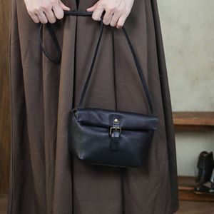 Sac bandoulière en cuir véritable Nasman, couleur café noir, design à rabat, pour femme, usage quotidien - Product Image 3