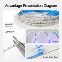 Lampu Strip LED RGB Addressable Ultra Narrow 3mm 0807 5V 160 LED/m 2 LED Dapat Dipotong Fleksibel Pita LED Pixel IC LED Strip