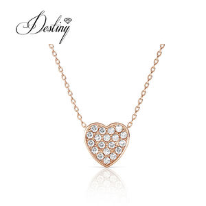 <span class=keywords><strong>Gargantilla</strong></span> de corazón con colgante devoto adornado con cristales de <span class=keywords><strong>Swarovski</strong></span>, joyería de plata 925/Collar de brillo Daisini de latón para regalo - Product Image 3