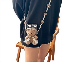 Nouvelle poupée en peluche Panda de dessin animé douce et réglable, porte-clés lumineux avec motif Ours Brun pour clip de téléphone portable et pendentif de sac