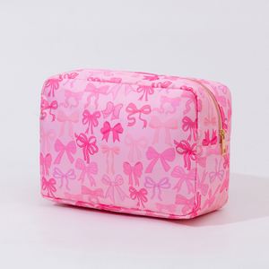 Neceser de Viaje Grande Personalizado con Cierre, Ecológico, con Estampado de Lazo Rosa, Impermeable, de Nailon, para Mujer - Product Image 1