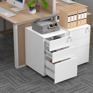 Armoire de <span class=keywords><strong>rangement</strong></span> métallique à roulettes avec 3 tiroirs verrouillables et dessus plat - <span class=keywords><strong>Rangement</strong></span> mobile sur roulettes pour bureau et école - Product Image 1