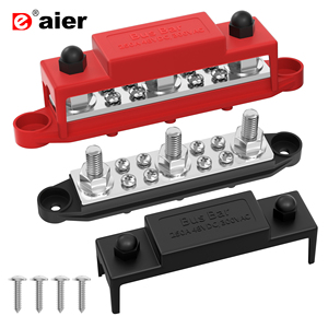 Barra de Distribución de Energía de Cobre 250A 48V CC con 3 Pernos M10 y 8 Tornillos M5 para Sistemas Solares, Automotrices y Marinos - Product Image 1
