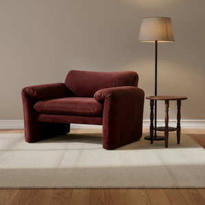 Ghế tựa lưng có thể ngả lưng bằng nhung màu đỏ tía sang trọng, kiểu dáng hiện đại, dành cho phòng khách hoặc khách sạn - Product Image 1