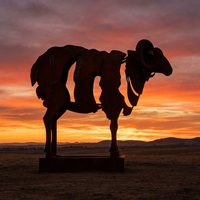 Escultura de Oveja Segmentada de Acero Corten con Patina de Óxido, Tallada con Láser, Hueca, para Hoteles y Resorts, Venta al por Mayor