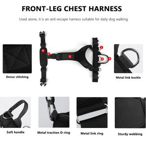 Tidak ada tarik dapat disesuaikan tiga bagian taktis harnes anjing dengan kantong, Saku, tas sadel rompi Harness anjing ransel - Product Image 5