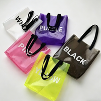 Sac à main holographique irisé transparent en PVC épais de haute qualité avec poignée noire