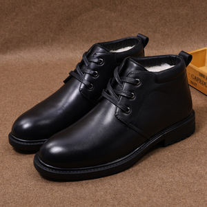 Men Winter Ankle Boots Genuine Leather Round Toe Fur Lining Rubber Sole Warm Comfortable Snow Boots - Product Image 2