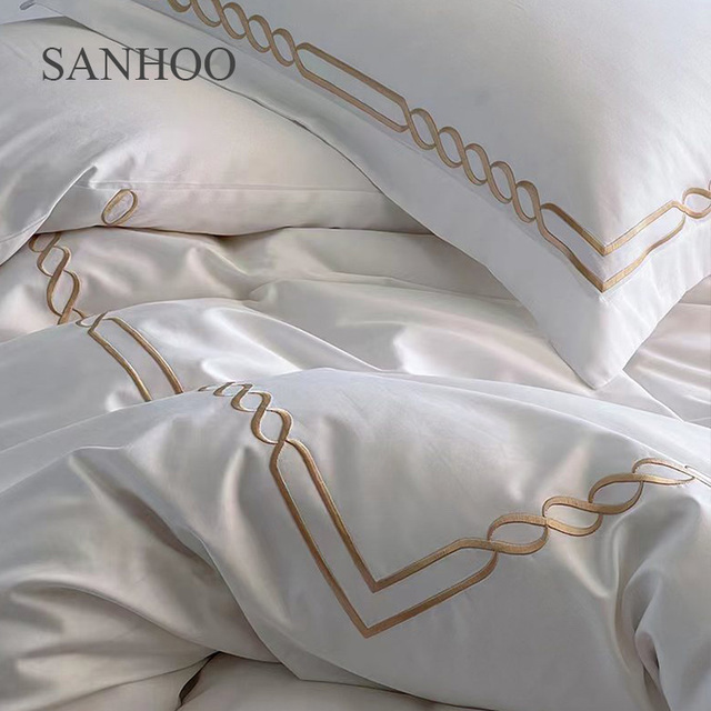 SANHOO Luxury Super Soft Bed Sheets 400 Thread Count Queen King Hotel Bedding Set 100% Cotton Hotel Linen