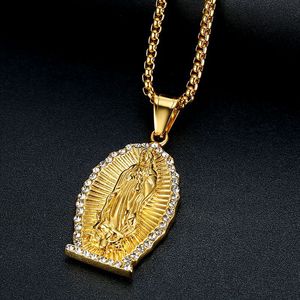 yunnique <b>Titanium</b> Steel Gold Plated Rhinestone Pendant Necklace Unisex Fashion Jewelry Gift - Product Image 2