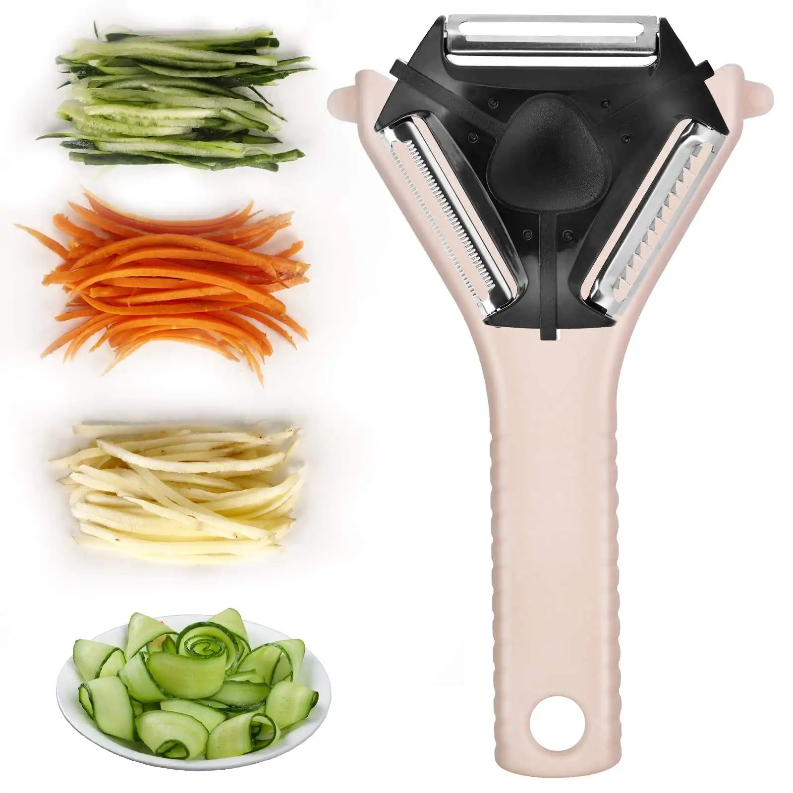 3In1 Éplucheur de légumes à main en acier inoxydable Râpe à pommes de terre et à carottes Trancheuse Outils de fruits Accessoires de cuisine Gadget
