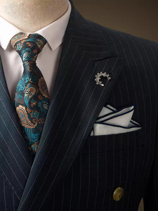 Bộ đồ cưới nam sọc hai nút có thể tùy chỉnh có nút đánh bóng độc đáo - Product Image 2