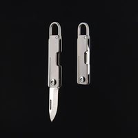 Petit couteau de poche portable en alliage de titane, pliable, léger, avec lame en acier et porte-clés