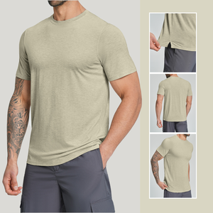 Camisetas YIYI Transpirables, que Absorben la Humedad y son Amigables con la Piel para Hombre, Cuello Redondo, Corte Holgado, Mezcla de Lana Merino y Lyocell, <span class=keywords><strong>Manga</strong></span> <span class=keywords><strong>Corta</strong></span> - Product Image 1