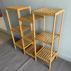 4-Tiers Bamboo Plant Stand Display Flower Pot High Quality Shelf Storage Ladder Rack Indoor