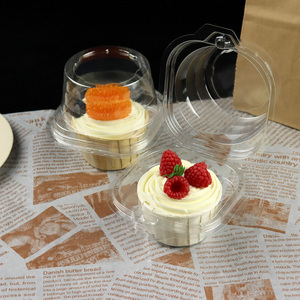 <span class=keywords><strong>Clamshell</strong></span> Desechable Plástico transparente 1PC Cupcake Hold Caja de embalaje Contenedor de alimentos - Product Image 1