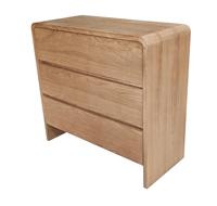 Commode traditionnelle en bois naturel avec 3 tiroirs, design antique à bords incurvés, meuble de rangement en bois pour chambre à coucher