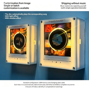LOW MOQ Custom NFC CD Player Refrigerator Magnet with 9 CD for Home <b>Decoration</b> Night Light with Rotating Function Kpop Merch - Product Image 4