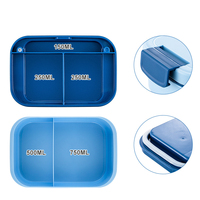 2-laags stapelbare bentobox 2000ml, voedselveilige PP5, lekvrij, met compartimenten, bestek, aangepaste logo's mogelijk