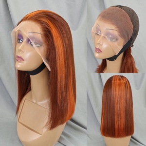 Color personalizado #350 Peluca de jengibre para mujeres negras Cabello humano virgen brasileño largo Encaje frontal Peluca hecha a mano sin pegamento en venta - Product Image 2