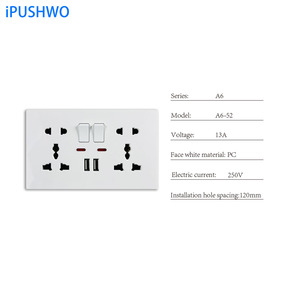 240V EU/UK tiêu chuẩn 2 gang 2 cách ánh sáng + 2 USB Home tường ổ cắm phổ Ổ cắm điện 250V tường thiết bị chuyển mạch - Product Image 4