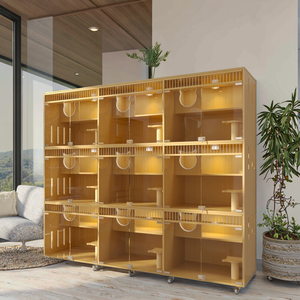 İç mekan kullanımı için şeffaf cepheli Premium büyük modüler ahşap kedi evi - Product Image 4