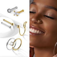 40pcs Kotak 316l Baja Bedah Kristal Cincin Hidung Stud Perhiasan Tindik Wanita Pria Cincin Hidung Tindik