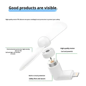 พัดลมมือถือขนาดเล็ก 3-in-1 <span class=keywords><strong>แบ</strong></span>บพกพา มอเตอร์ไร้แปรงถ่าน สำหรับอุปกรณ์ <span class=keywords><strong>Apple</strong></span> Android Type-C ลดราคาพิเศษ - Product Image 1