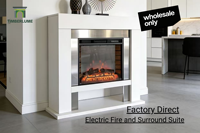 Cheminée électrique moderne en MDF de 26 pouces avec cadre en acier inoxydable, finition peinte en blanc, télécommande, pour salon